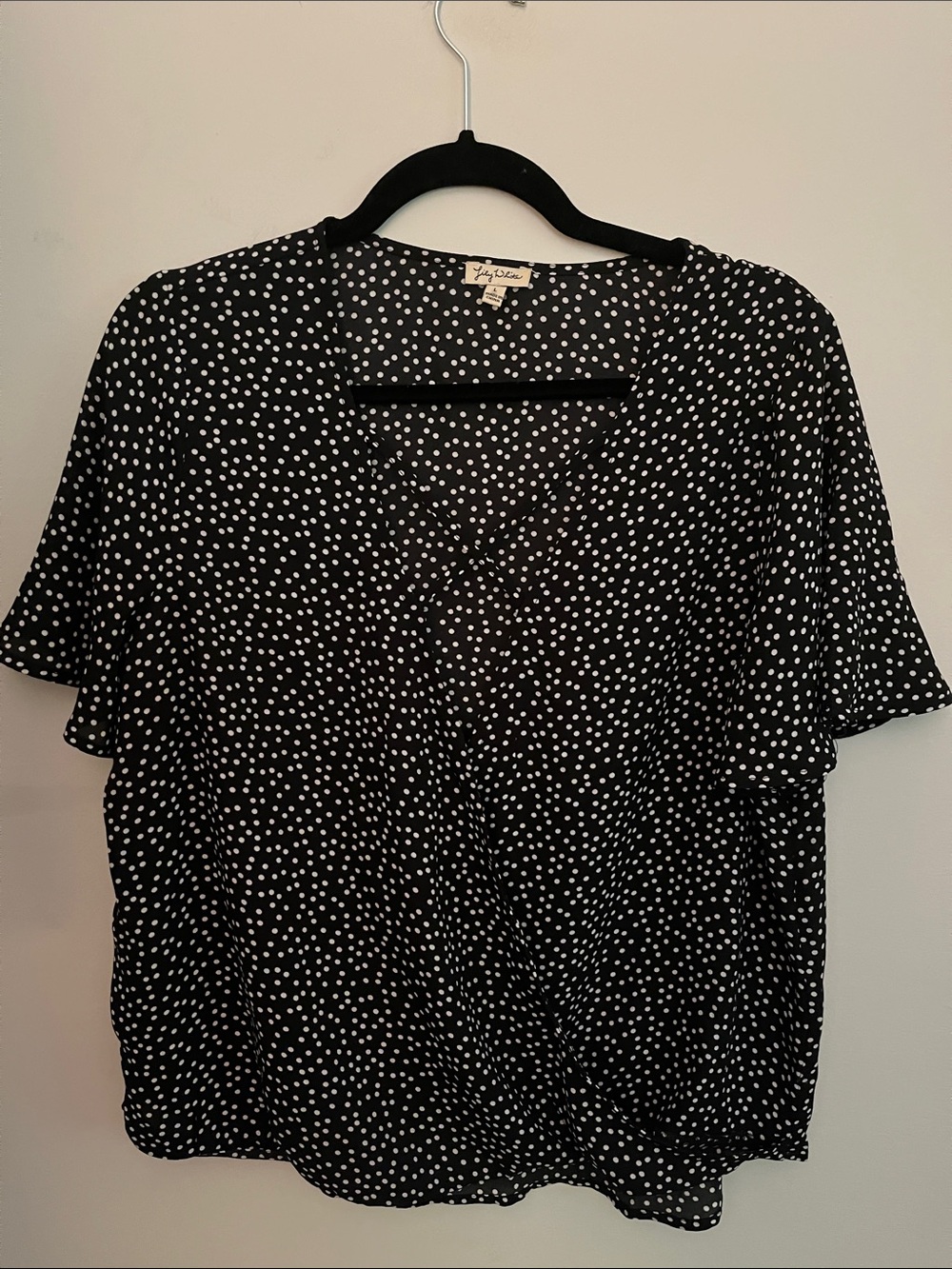 Lily White Wrap-Front Blouse Sz L